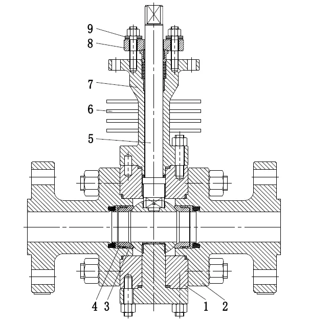 Schematic diagram of 510°C high temperature ball valve structure
