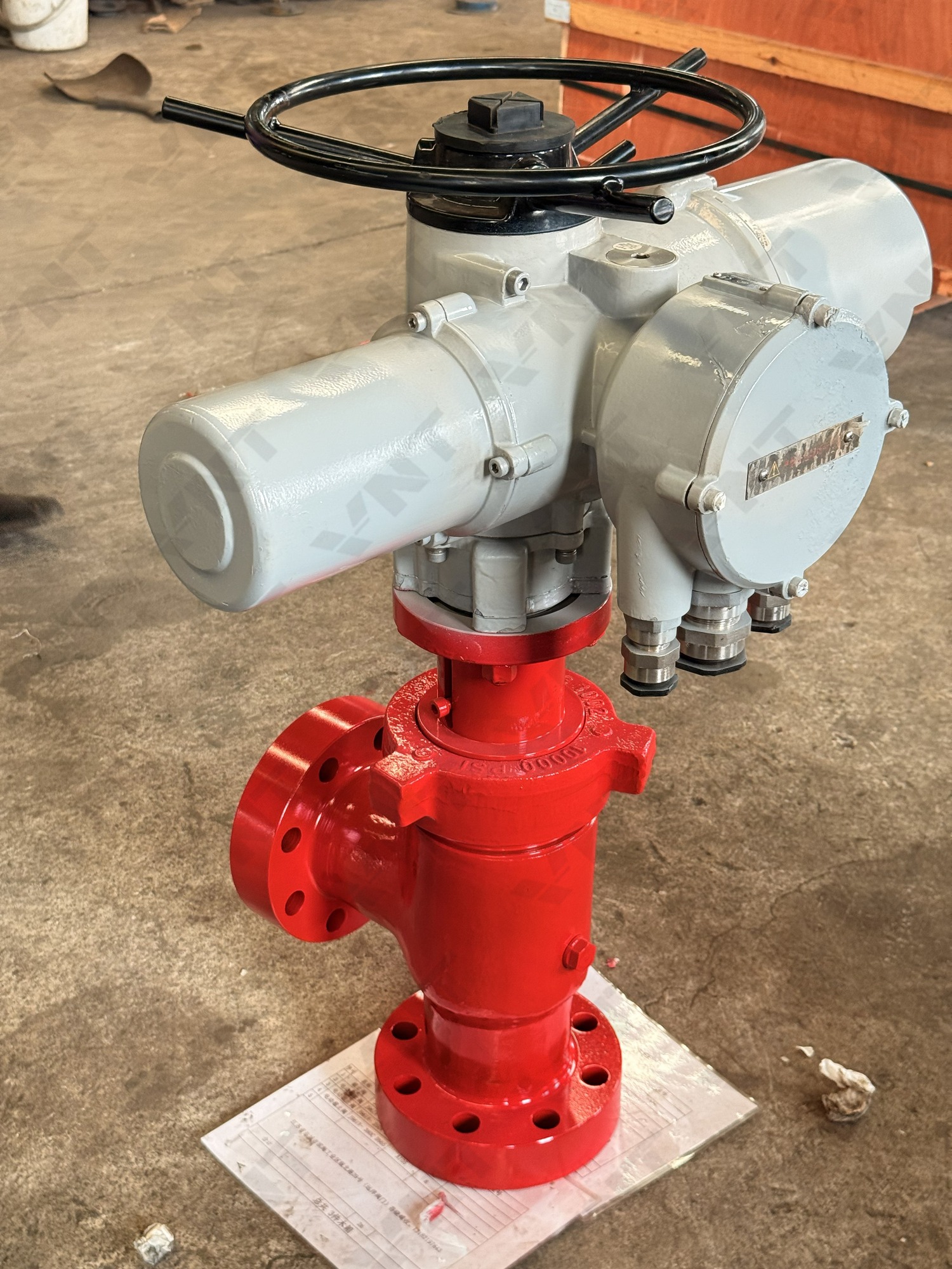 2-9/16 inch 10000 PSI JLK947Y wellhead choke valve sour service throttle valve front view