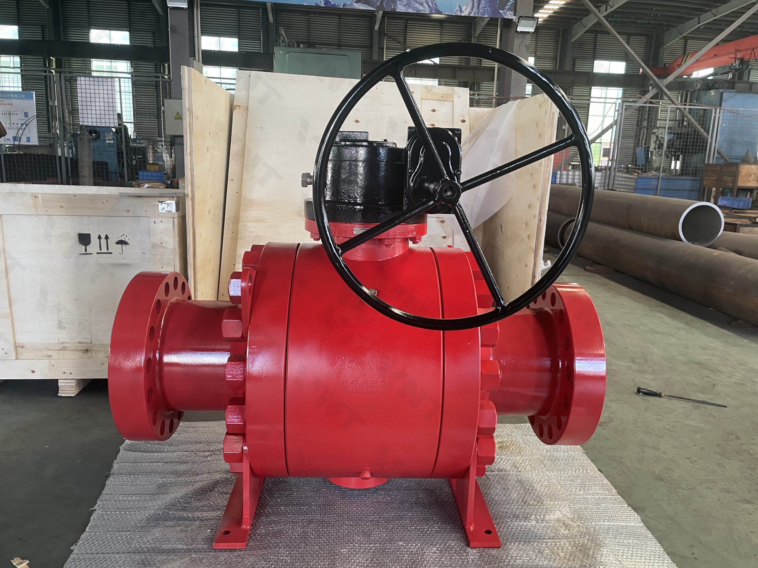 Trunnion ball valve 10 inch 2500LB high pressure API 6D - Front View