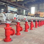 API 6A Choke Valve API 6A choke valves with electric actuators in the workshop