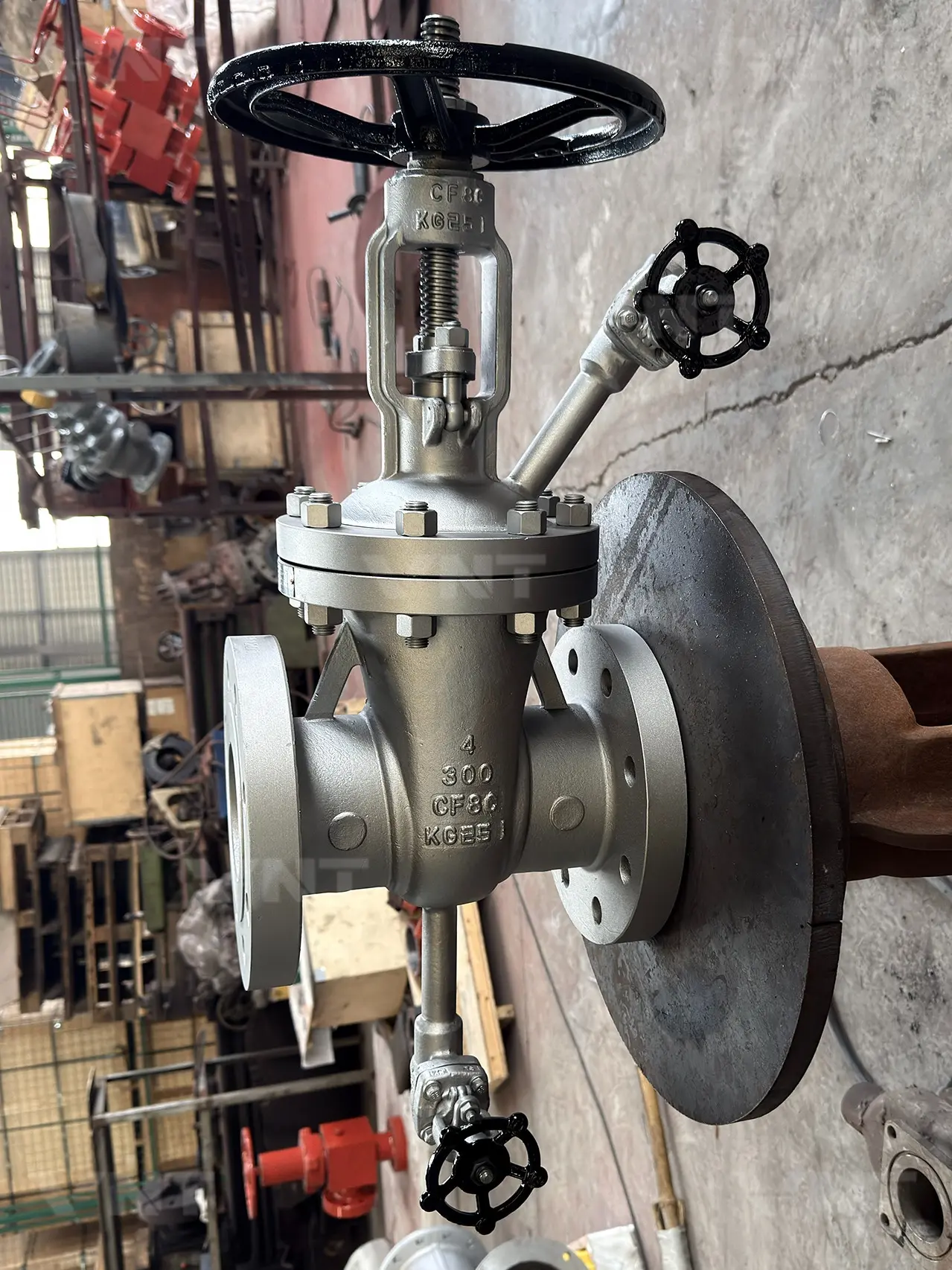 Cast steel wedge gate valve with bypass valves