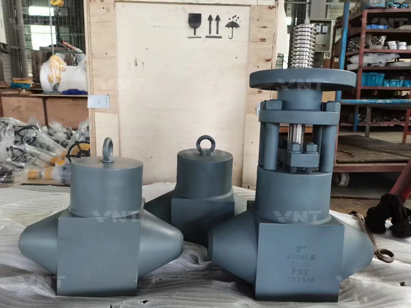 Class 4500 F92 small-bore check valves in factory