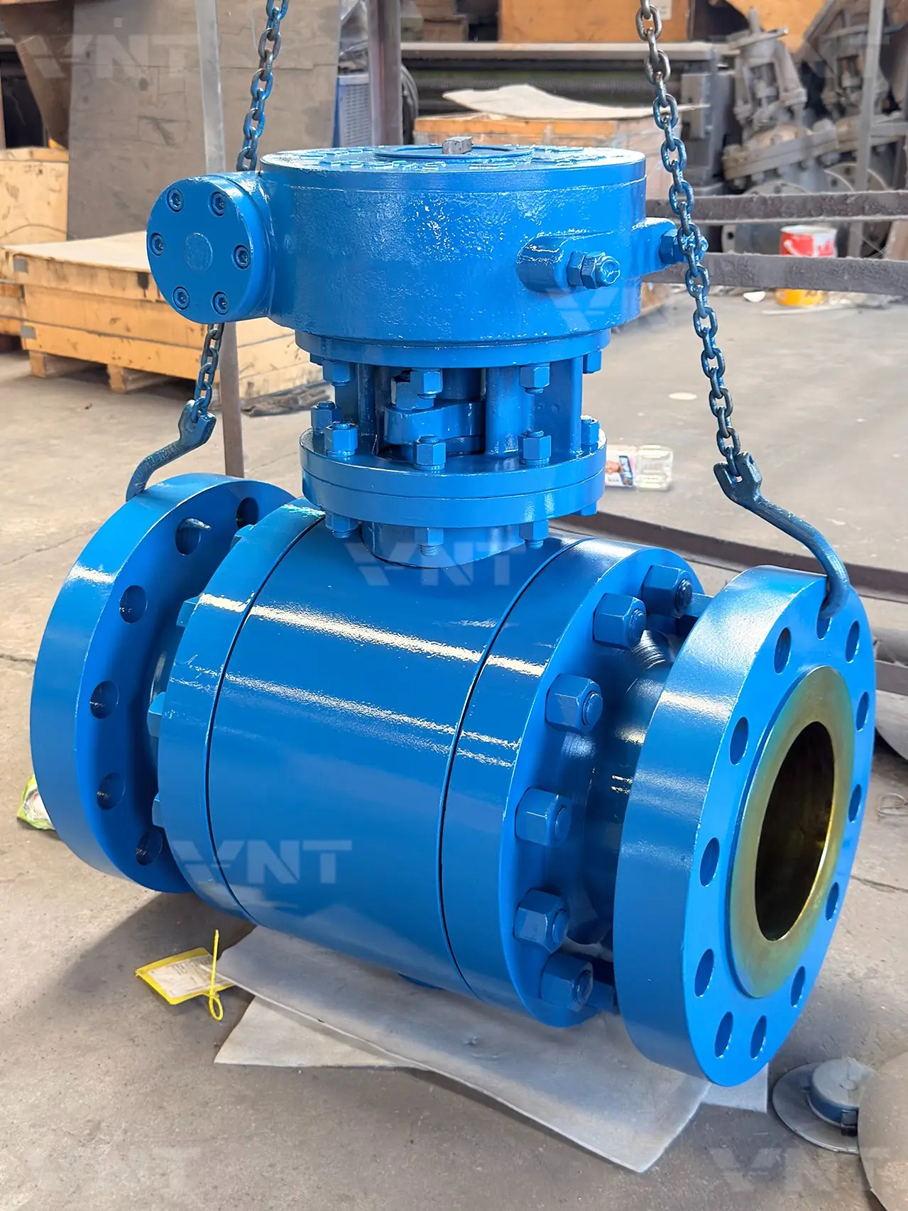 Forged steel soft-seated trunnion mounted ball valve workshop view
