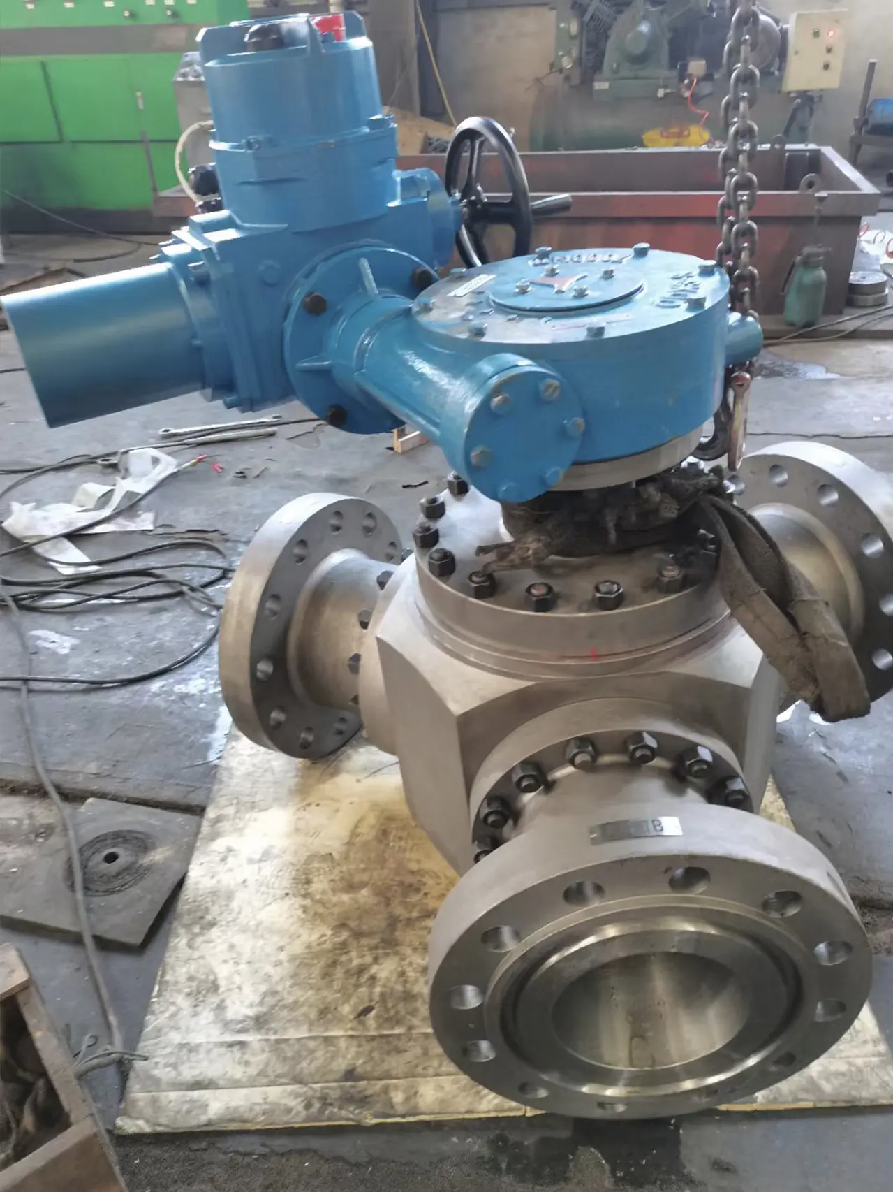 Three-way ball valve workshop view