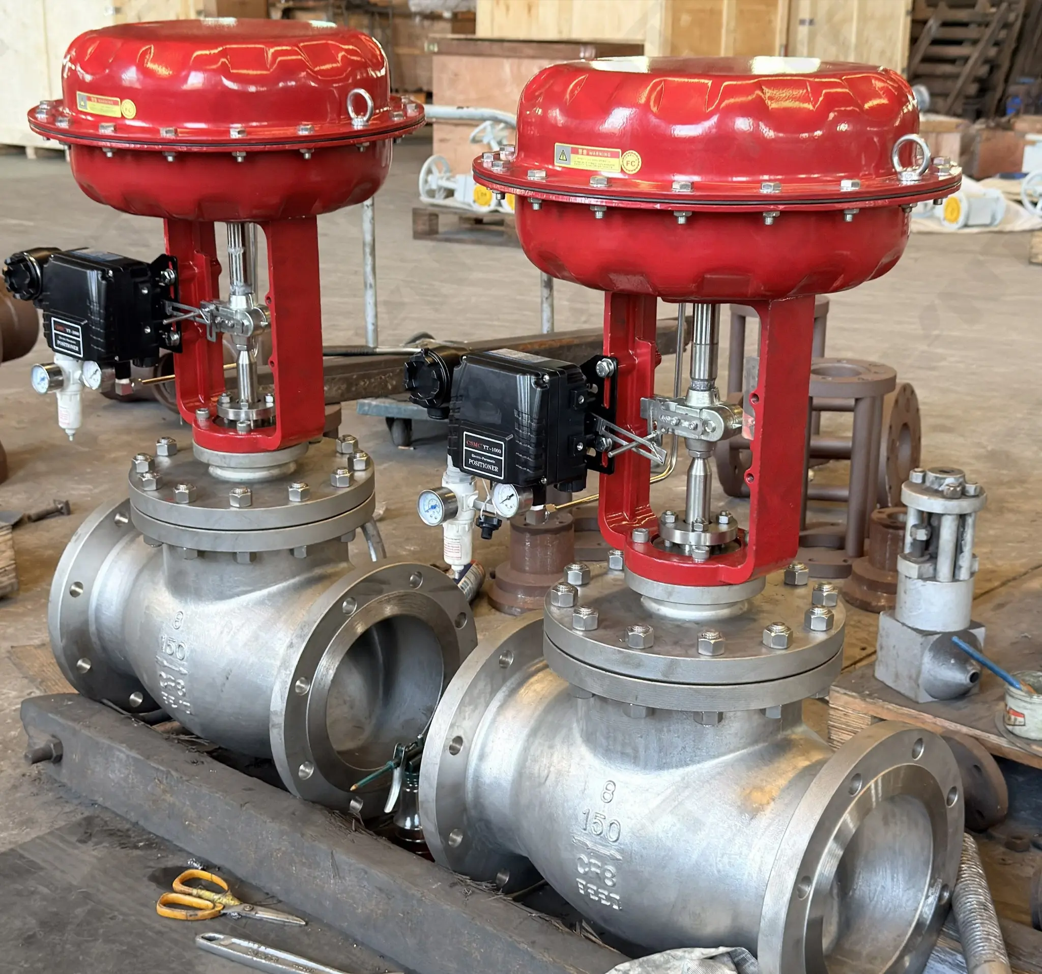 8 inch Class 150 CF8 pneumatic control valve assembly