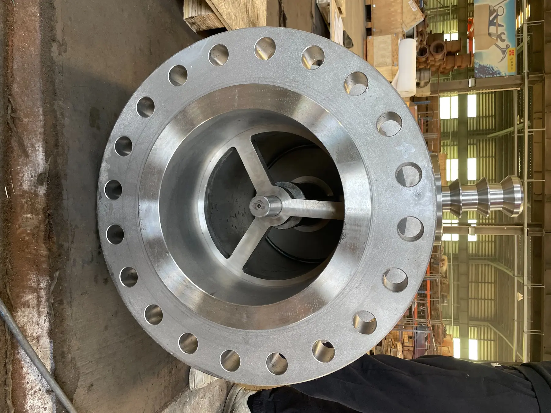 Internal flow passage of DN400 by DN300 pump protection valve