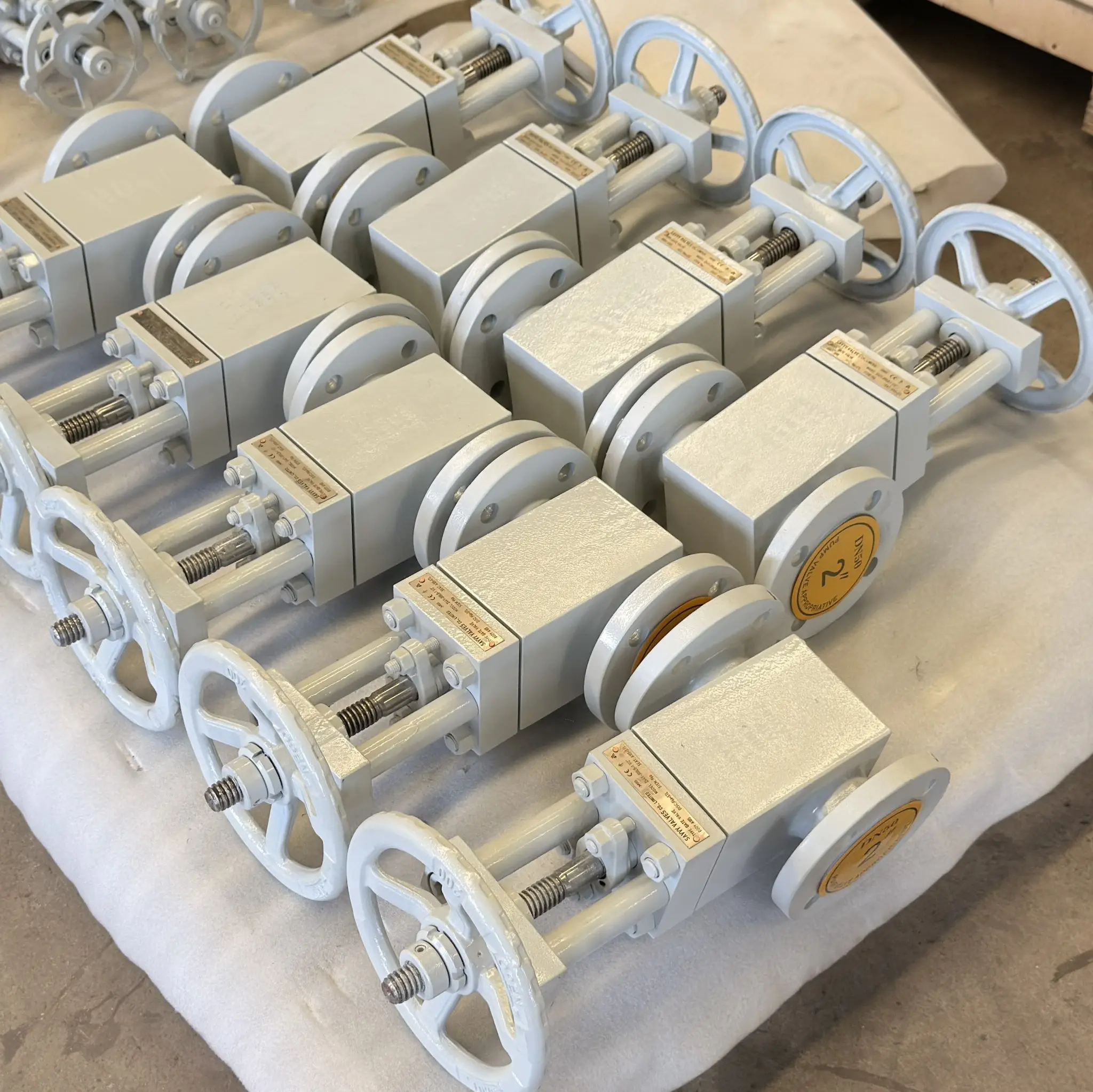 Finished batch of small-bore forged steel slab gate valves