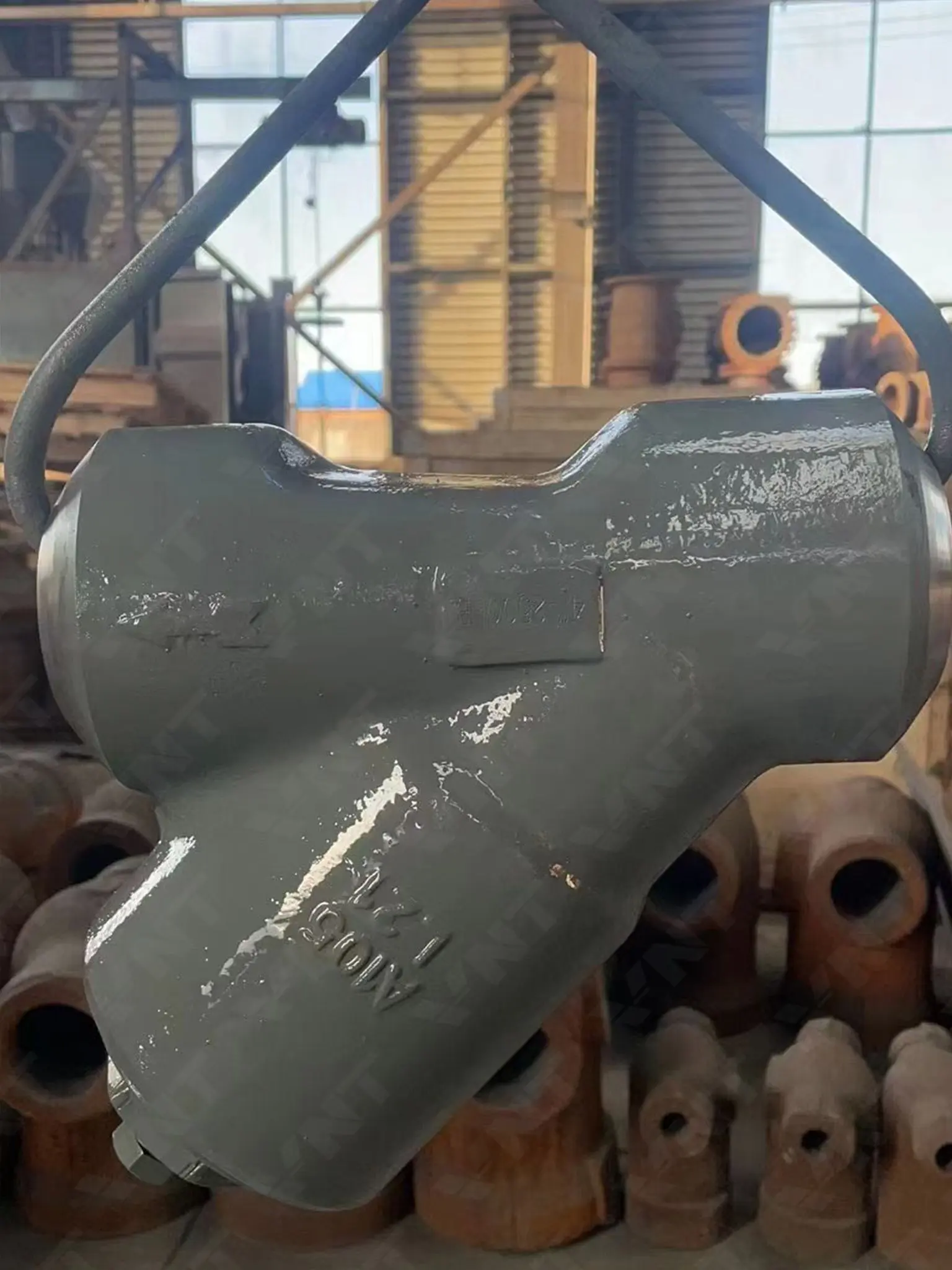 Y-Type Check Valve Factory Production Y-type check valve body during factory production